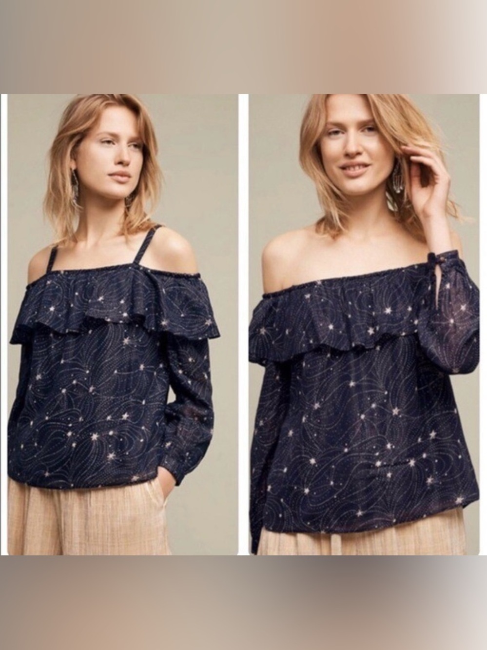 Anthropologie | NWT Floreat Cold Shoulder Metallic Constellation Star Blouse XS